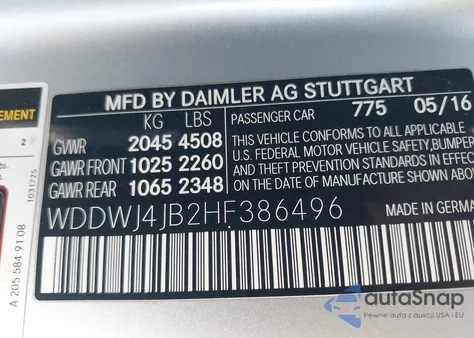 2017 Mercedes-Benz C 300 z USA, uszkodzony, nr VIN WDDWJ4JB2HF386496